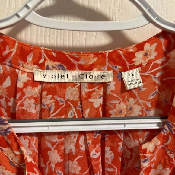 Violet+Claire Women’s Floral Spring Business Casual Blouse Size 1X 3/4 Sleeve - Picture 3 of 6